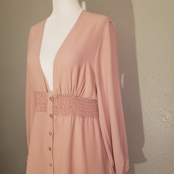 -ASOS long sleeve button through mini dress - Picture 4 of 6